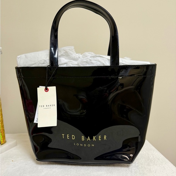 Ted Baker Glossy Black Tote with Bow Accent - Picture 2 of 5